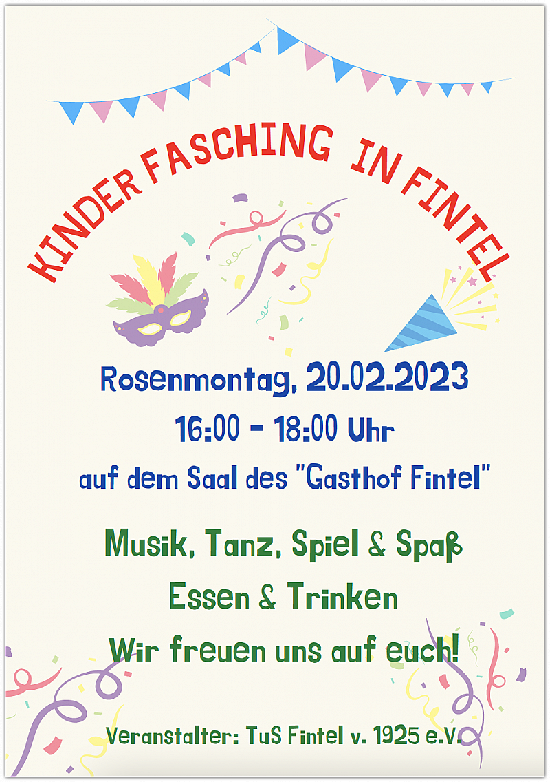 Kinderfasching am 20.2.